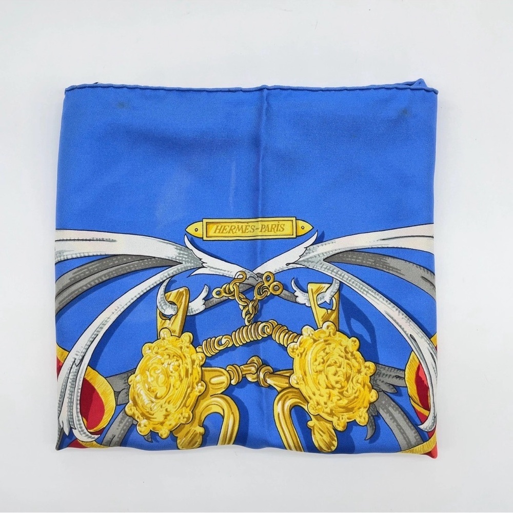 HERMES Vintage Rare Collectible Carre 90 Equestrian 100% Silk Scarf Blue - Picture 3 of 12